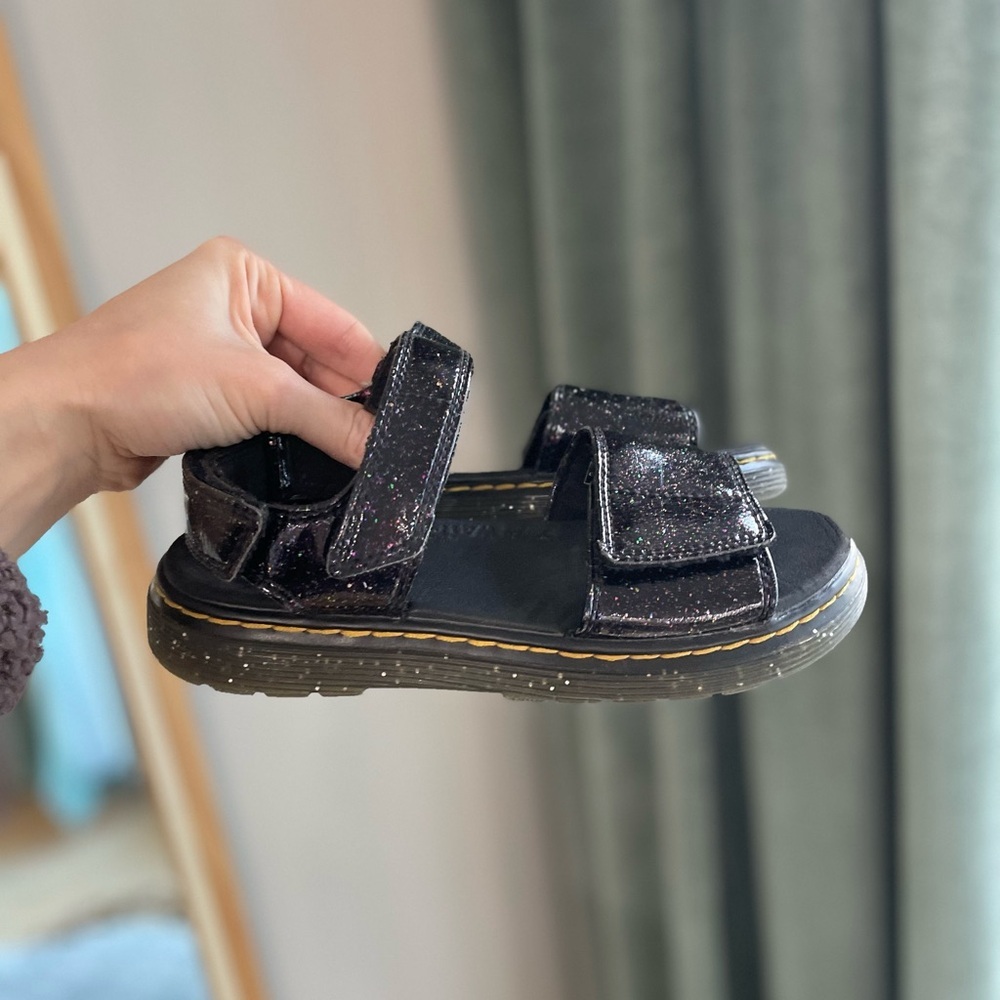 Dr. Martens Romi J Purple Cosmic Glitter Sparkly Sandals - Kids Size 3